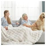 Cozy Bliss Faux Fur Throw Blanket for Couch, Fuzzy Soft Plush Thick Bubble Blanket for Sofa Bedroom Living Room, 60 * 80 Inches Cream White Cozy Bliss Faux Fur Throw Blanket for Couch, Fuzzy Soft Plush Thick Bubble Blanket for Sofa Bedroom Living Room, 60 * 80 Inches Cream White