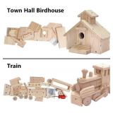 Kraftic Woodworking Building Kit for Kids and Adults, 2 Educational DIY Carpentry Construction Wood Model Kit Toy Projects for Boys and Girls - Build a Wooden Town Hall Birdhouse and Train Kraftic Woodworking Building Kit for Kids and Adults, 2 Educational DIY Carpentry Construction Wood Model Kit Toy Projects for Boys and Girls - Build a Wooden Town Hall Birdhouse and Train