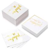 WRAPAHOLIC 50Pcs Gold We're Engaged Napkins - 3 Ply Disposable Paper Luncheon Napkin for Tableware Party Supplies - 6.5 x 6.5 In WRAPAHOLIC 50Pcs Gold We're Engaged Napkins - 3 Ply Disposable Paper Luncheon Napkin for Tableware Party Supplies - 6.5 x 6.5 In
