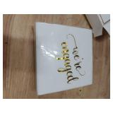 WRAPAHOLIC 50Pcs Gold We're Engaged Napkins - 3 Ply Disposable Paper Luncheon Napkin for Tableware Party Supplies - 6.5 x 6.5 In WRAPAHOLIC 50Pcs Gold We're Engaged Napkins - 3 Ply Disposable Paper Luncheon Napkin for Tableware Party Supplies - 6.5 x 6.5 In