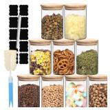 STARSIDE 16 oz Glass Food Storage Containers with Bamboo Lid, Set of 9 Spice Jars, Pantry Storage Containers, Borosilicate Glass Canisters FOUR BROKEN STARSIDE 16 oz Glass Food Storage Containers with Bamboo Lid, Set of 9 Spice Jars, Pantry Storage Containers, Borosilicate Glass Canisters FOUR BROKEN