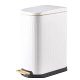 SYNCVIBE Slim Bathroom Trash Can with Soft Close Lid Stainless Steel Garbage Can Step Trash Bin with Removable Inner Bucket for Bedroom, Office, Kitchen (Matt White, 3.5 Gallons) SYNCVIBE Slim Bathroom Trash Can with Soft Close Lid Stainless Steel Garbage Can Step Trash Bin with Removable Inner Bucket for Bedroom, Office, Kitchen (Matt White, 3.5 Gallons)