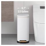SYNCVIBE Slim Bathroom Trash Can with Soft Close Lid Stainless Steel Garbage Can Step Trash Bin with Removable Inner Bucket for Bedroom, Office, Kitchen (Matt White, 3.5 Gallons) SYNCVIBE Slim Bathroom Trash Can with Soft Close Lid Stainless Steel Garbage Can Step Trash Bin with Removable Inner Bucket for Bedroom, Office, Kitchen (Matt White, 3.5 Gallons)