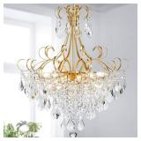 WUZUPS Crystal Chandelier 10-Light Pendant Ceiling Light Modern Lighting Fixture for Dining Room Hallway Bedroom Kitchen Bathroom, H 27.6\' x W 22.8\', E12 Base, Gold WUZUPS Crystal Chandelier 10-Light Pendant Ceiling Light Modern Lighting Fixture for Dining Room Hallway Bedroom Kitchen Bathroom, H 27.6\' x W 22.8\', E12 Base, Gold