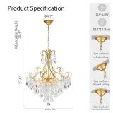 WUZUPS Crystal Chandelier 10-Light Pendant Ceiling Light Modern Lighting Fixture for Dining Room Hallway Bedroom Kitchen Bathroom, H 27.6\' x W 22.8\', E12 Base, Gold WUZUPS Crystal Chandelier 10-Light Pendant Ceiling Light Modern Lighting Fixture for Dining Room Hallway Bedroom Kitchen Bathroom, H 27.6\' x W 22.8\', E12 Base, Gold