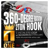 YATOINTO Galvanized Steel Winch Cable, 3/8\' Towing Cable Heavy Duty, 13980LBS Breaking Strength, with Swivel Hook 2T and 2 Aluminum Rings, 6x19 Strand Core Steel Cable for Crane Tow Truck (50 FT) YATOINTO Galvanized Steel Winch Cable, 3/8\' Towing Cable Heavy Duty, 13980LBS Breaking Strength, with Swivel Hook 2T and 2 Aluminum Rings, 6x19 Strand Core Steel Cable for Crane Tow Truck (50 FT)