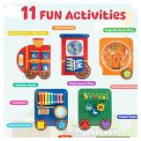 Train Activity Wall Busy Board Panels | 11-in-1 Wooden Sensory Wall Panel for Kids, Toddler Montessori Learning Activity Center, Perfect for Toddler Playroom Nursery Classroom Dentist Waiting Room Train Activity Wall Busy Board Panels | 11-in-1 Wooden Sensory Wall Panel for Kids, Toddler Montessori Learning Activity Center, Perfect for Toddler Playroom Nursery Classroom Dentist Waiting Room