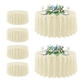 sancua Round Tablecloth 108 Inch Diameter, 6 Pack - Circle Polyester Fabric Table Cloth for Wedding Party Reception Banquet Birthday, Washable Formal Table Cover (Fit 42-96 Inch Tables), Beige sancua Round Tablecloth 108 Inch Diameter, 6 Pack - Circle Polyester Fabric Table Cloth for Wedding Party Reception Banquet Birthday, Washable Formal Table Cover (Fit 42-96 Inch Tables), Beige
