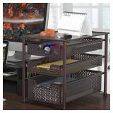 Simple Houseware Stackable 3 Tier Sliding Basket Organizer Drawer, Bronze Simple Houseware Stackable 3 Tier Sliding Basket Organizer Drawer, Bronze