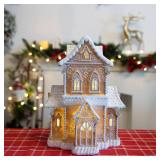 Braxio Indoor Christmas Decorations Resin Gingerbread House with LED Light - Traditional Cottage & Church Village Collectible Figurines, 10.25 x 7.5 x 13.5 Inch, Gingerbread Color Braxio Indoor Christmas Decorations Resin Gingerbread House with LED Light - Traditional Cottage & Church Village Collectible Figurines, 10.25 x 7.5 x 13.5 Inch, Gingerbread Color