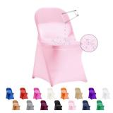 eccwai 36 PCS Waterproof Stretch Spandex Folding Chair Covers, Dining Room Chair Slipcovers Protector for Wedding, Banquet, Party, Holidays, Celebration and Decorationï¼Pinkï¼ eccwai 36 PCS Waterproof Stretch Spandex Folding Chair Covers, Dining Room Chair Slipcovers Protector for Wedding, Banquet, Party, Holidays, Celebration and Decorationï¼Pinkï¼