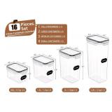 PRAKI Airtight Food Storage Containers Set, 16 Pcs BPA Free Plastic Dry Food Canisters for Kitchen Pantry Organization and Storage Ideal for Cereal, Flour & Sugar - Labels, Marker(Black) PRAKI Airtight Food Storage Containers Set, 16 Pcs BPA Free Plastic Dry Food Canisters for Kitchen Pantry Organization and Storage Ideal for Cereal, Flour & Sugar - Labels, Marker(Black)