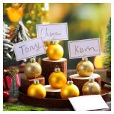 Qilery 24 Pcs Christmas Ornament Place Card Holders and 48 Pcs Name Cards Gold Glass Ball Place Holders Table Sign Card Holder for Xmas Party Setting Wedding Anniversary Table Decoration Qilery 24 Pcs Christmas Ornament Place Card Holders and 48 Pcs Name Cards Gold Glass Ball Place Holders Table Sign Card Holder for Xmas Party Setting Wedding Anniversary Table Decoration