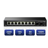 10 Port 2.5Gb Unmanaged Ethernet Switch with 8* 2.5G Base-T Ports, 2*10G SFP Ports, AUMOX PRO 80 Gbps Vlan Switching Capacity Compatible with 100/1000/2500Mbps Plug and Play 10 Port 2.5Gb Unmanaged Ethernet Switch with 8* 2.5G Base-T Ports, 2*10G SFP Ports, AUMOX PRO 80 Gbps Vlan Switching Capacity Compatible with 100/1000/2500Mbps Plug and Play