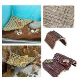 Adullpony Bearded Dragon Tank Accessories Set: Reptile Habitat Decor with Climbing Hammock Toys, Natural Wood Hideout for Hermit Crab, Lizard, Leopard Gecko,Crested,Tortoise, Snake Adullpony Bearded Dragon Tank Accessories Set: Reptile Habitat Decor with Climbing Hammock Toys, Natural Wood Hideout for Hermit Crab, Lizard, Leopard Gecko,Crested,Tortoise, Snake