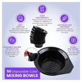 Disposable Dye Mixing Bowls 50 Pack - Plastic Color Containers for Salon and Professional Use - Lightweight Tools for Coloring Application Disposable Dye Mixing Bowls 50 Pack - Plastic Color Containers for Salon and Professional Use - Lightweight Tools for Coloring Application