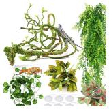 PietyPet Reptile Plants, Terrarium Hanging Plant Vines Artificial Leaves Reptile Hide, Leopard Gecko Tank Accessories, Terrarium Decorations for Bearded Dragon Lizard Snake Geckos Chameleon PietyPet Reptile Plants, Terrarium Hanging Plant Vines Artificial Leaves Reptile Hide, Leopard Gecko Tank Accessories, Terrarium Decorations for Bearded Dragon Lizard Snake Geckos Chameleon