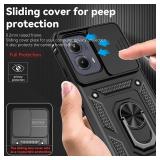 for Motorola Edge 2024 Case, Silicone Rubber Bumper Hard Plastic Phone Case with [Sliding Camera Lens Cover] [360Â° Rotatable Kickstand Ring] [HD Screen Protector] for Motorola Moto Edge 2024 Black