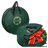 BALEINE 2 Pack Wreath Storage Container, Christmas Wreath Storage Bag with Reinforced Handle for Holiday Xmas (Green, 24\'X8\') BALEINE 2 Pack Wreath Storage Container, Christmas Wreath Storage Bag with Reinforced Handle for Holiday Xmas (Green, 24\'X8\')