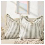 ZWJD Throw Pillow Covers 18x18 Set of 2 Striped Pillow Covers with Fringe Chic Cotton Decorative Pillows Square Cushion Covers for Sofa Couch Bed Living Room Farmhouse Decor ZWJD Throw Pillow Covers 18x18 Set of 2 Striped Pillow Covers with Fringe Chic Cotton Decorative Pillows Square Cushion Covers for Sofa Couch Bed Living Room Farmhouse Decor