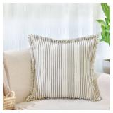 ZWJD Throw Pillow Covers 18x18 Set of 2 Striped Pillow Covers with Fringe Chic Cotton Decorative Pillows Square Cushion Covers for Sofa Couch Bed Living Room Farmhouse Decor ZWJD Throw Pillow Covers 18x18 Set of 2 Striped Pillow Covers with Fringe Chic Cotton Decorative Pillows Square Cushion Covers for Sofa Couch Bed Living Room Farmhouse Decor