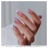 BTArtbox French Tip Press On Nails - Lamp-Curable Chrome Short Almond Press On Nails with Glue for Women, Semi-Transparent Soft Gel Glue On Nails in 16 Sizes - 32 Stick On Nails Kit, Mermaid Tail BTArtbox French Tip Press On Nails - Lamp-Curable Chrome Short Almond Press On Nails with Glue for Women, Semi-Transparent Soft Gel Glue On Nails in 16 Sizes - 32 Stick On Nails Kit, Mermaid Tail