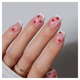 BTArtbox French Tip Press On Nails - Endless Love, Lamp-Curable Short Square Valentines Press On Nails with Glue and Adhesive Tabs for Women in 15 Sizes - 30 Soft Gel Glue On Nails Kit BTArtbox French Tip Press On Nails - Endless Love, Lamp-Curable Short Square Valentines Press On Nails with Glue and Adhesive Tabs for Women in 15 Sizes - 30 Soft Gel Glue On Nails Kit