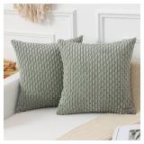 Kevin Textile Throw Pillow Covers Soft Corduroy Decorative Set of 2 Boho Striped Pillow Covers Pillowcases Farmhouse Home Decor for Couch Bed Sofa Living Room 20x20 Inch Greyish Green Kevin Textile Throw Pillow Covers Soft Corduroy Decorative Set of 2 Boho Striped Pillow Covers Pillowcases Farmhouse Home Decor for Couch Bed Sofa Living Room 20x20 Inch Greyish Green