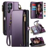 Defencase Compatible with Samsung Galaxy S22 Ultra Case Wallet with RFID Blocking Card Holder for Women Men, PU Leather Magnetic Snap Flip Zipper Strap Phone Case Fit for Galaxy S22 Ultra 5G, Purple Defencase Compatible with Samsung Galaxy S22 Ultra Case Wallet with RFID Blocking Card Holder for Women Men, PU Leather Magnetic Snap Flip Zipper Strap Phone Case Fit for Galaxy S22 Ultra 5G, Purple