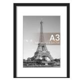 upsimples A3 Picture Frame, Display Pictures 8.3x11.7 with Mat or 11.7 x 16.5 Without, Wall Hanging Poster Frames, Black, 1 Pack upsimples A3 Picture Frame, Display Pictures 8.3x11.7 with Mat or 11.7 x 16.5 Without, Wall Hanging Poster Frames, Black, 1 Pack
