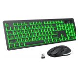 Large Print Wireless Keyboard and Mouse - 7 Colors Backlit Keyboard, Oversize Letters Keys Easy to See and Type, Rechargeable Keyboard and Mouse with Light Up Key, Compatible for PC, Windows, Gaming Large Print Wireless Keyboard and Mouse - 7 Colors Backlit Keyboard, Oversize Letters Keys Easy to See and Type, Rechargeable Keyboard and Mouse with Light Up Key, Compatible for PC, Windows, Gaming