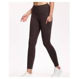 THE GYM PEOPLE Thick High Waist Yoga Pants with Pockets, Tummy Control Workout Running Yoga Leggings for Women Brown XL THE GYM PEOPLE Thick High Waist Yoga Pants with Pockets, Tummy Control Workout Running Yoga Leggings for Women Brown XL