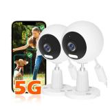 5G Cameras for Home Security Indoor/Outdoor Camera for Dog/Cat/Pet/Nanny/Baby, Baby Monitors with Phone App, IP66 Waterproof, Color Night Vision, White Light, Bell Siren, 24/7 SD Recordings- 2 Pack 5G Cameras for Home Security Indoor/Outdoor Camera for Dog/Cat/Pet/Nanny/Baby, Baby Monitors with Phone App, IP66 Waterproof, Color Night Vision, White Light, Bell Siren, 24/7 SD Recordings- 2 Pack