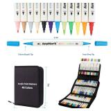 AnyMark 48 Colors Acrylic Paint Markers, Dual Tip Acrylic Paint Pens with Brush & Fine Tip, Premium Paint Markers for Coloring, Canvas, wood, Stone, Rock Painting, Glass AnyMark 48 Colors Acrylic Paint Markers, Dual Tip Acrylic Paint Pens with Brush & Fine Tip, Premium Paint Markers for Coloring, Canvas, wood, Stone, Rock Painting, Glass