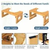 KingPavonini Bamboo Toilet Stool Squat 7in & 9in Adjustable Heights, Foldable Potty Stool for Adults with Non-Slip Layer to Improve Bathroom Posture and Comfort, 400 lbs Capacity KingPavonini Bamboo Toilet Stool Squat 7in & 9in Adjustable Heights, Foldable Potty Stool for Adults with Non-Slip Layer to Improve Bathroom Posture and Comfort, 400 lbs Capacity