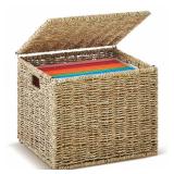 Marspark Seagrass File Box Organizers Decorative File Baskets for Hanging Folders Filing Cabinet with Lid Collapsible Letter Size Document Storage Box for Home Office Decor, Natural Marspark Seagrass File Box Organizers Decorative File Baskets for Hanging Folders Filing Cabinet with Lid Collapsible Letter Size Document Storage Box for Home Office Decor, Natural