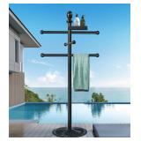 Pool Outdoor Towel Rack, 6 Bars with Top Tray Metal Heavy Duty Pool Accessories with Heavy Metal Base, Hot Tub Accessories Towel Dying Rack Towel Stand for Pool, Hot Tub etc Pool Outdoor Towel Rack, 6 Bars with Top Tray Metal Heavy Duty Pool Accessories with Heavy Metal Base, Hot Tub Accessories Towel Dying Rack Towel Stand for Pool, Hot Tub etc