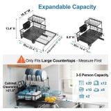 GSlife Large Dish Drying Rack 2 Tier, Expandable Kitchen Dish Drainer for Pots and Pans, 360° Swivel Spout, Rust-Resistant Metal Dish Rack with Utensil & Cup Holder, 16.9\' W x 14.4\'-22.4\' L, Bla GSlife Large Dish Drying Rack 2 Tier, Expandable Kitchen Dish Drainer for Pots and Pans, 360° Swivel Spout, Rust-Resistant Metal Dish Rack with Utensil & Cup Holder, 16.9\' W x 14.4\'-22.4\' L, Bla