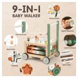 Joyreal Wooden Baby Walker - 9-in-1 Baby Push Walker with Activity Cube, Push Activity Walker for Boys and Girls, Sit-to-Stand Learning Walker Activity Center, Speed & Height Adjustable Joyreal Wooden Baby Walker - 9-in-1 Baby Push Walker with Activity Cube, Push Activity Walker for Boys and Girls, Sit-to-Stand Learning Walker Activity Center, Speed & Height Adjustable