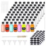 72, 2oz Small Clear Glass Bottles with Lids Boston Round Sample Bottles for Essential Oil Vanilla Hot Sauce Juice Whiskey Bourbon Liquid come with 5 Funnels,5 Droppers,72 Labels,1Brush&Chalk Marker 72, 2oz Small Clear Glass Bottles with Lids Boston Round Sample Bottles for Essential Oil Vanilla Hot Sauce Juice Whiskey Bourbon Liquid come with 5 Funnels,5 Droppers,72 Labels,1Brush&Chalk Marker