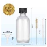 72, 2oz Small Clear Glass Bottles with Lids Boston Round Sample Bottles for Essential Oil Vanilla Hot Sauce Juice Whiskey Bourbon Liquid come with 5 Funnels,5 Droppers,72 Labels,1Brush&Chalk Marker 72, 2oz Small Clear Glass Bottles with Lids Boston Round Sample Bottles for Essential Oil Vanilla Hot Sauce Juice Whiskey Bourbon Liquid come with 5 Funnels,5 Droppers,72 Labels,1Brush&Chalk Marker