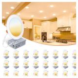 VOLISUN 24 Pack 6 inch Recessed Lighting, 5CCT Ultra-Thin LED Recessed Light with Junction Box, 2700K-5000K Selectable, 1080Lumen Dimmable Canless Wafer Downlight, LED Ceiling Light ETL Certificated VOLISUN 24 Pack 6 inch Recessed Lighting, 5CCT Ultra-Thin LED Recessed Light with Junction Box, 2700K-5000K Selectable, 1080Lumen Dimmable Canless Wafer Downlight, LED Ceiling Light ETL Certificated