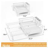 SNTD Dish Drying Rack - Extendable Dish Rack, Large Sink Drying Dish Drainer for Kitchen Counter, Stainless Steel Dish Strainer with Utensil Holder (White) SNTD Dish Drying Rack - Extendable Dish Rack, Large Sink Drying Dish Drainer for Kitchen Counter, Stainless Steel Dish Strainer with Utensil Holder (White)