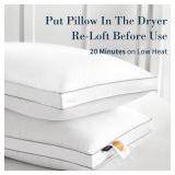 Globon Luxury Feather Down Pillow Standard Queen Size for Sleeping, Hotel Collection Fluffy Pillow, Low Soft Gusseted Bed Pillows, 18\'X26\', Pack of 1 Globon Luxury Feather Down Pillow Standard Queen Size for Sleeping, Hotel Collection Fluffy Pillow, Low Soft Gusseted Bed Pillows, 18\'X26\', Pack of 1