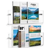 Youeon 2 Pcs Clear Acrylic Magazine Holder Wall Mount, 17 Inch Hanging Magazine Rack with Hardware, Floating Bookshelf Brochure Display Organizer for Home, Office, Reception Area Youeon 2 Pcs Clear Acrylic Magazine Holder Wall Mount, 17 Inch Hanging Magazine Rack with Hardware, Floating Bookshelf Brochure Display Organizer for Home, Office, Reception Area