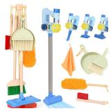 Dreamon Wooden Toddler Cleaning Set - 11Pcs Kids Cleaning Toy Set with 3-in-1 Kids Vacuum That Really Works, Montessori Cleaning Toys with Broom and Mop Set for Toddlers Girls Boys Age 3-6 Dreamon Wooden Toddler Cleaning Set - 11Pcs Kids Cleaning Toy Set with 3-in-1 Kids Vacuum That Really Works, Montessori Cleaning Toys with Broom and Mop Set for Toddlers Girls Boys Age 3-6