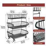 Miyawell 3-Tier Rolling Pantry Cart with Wheels, Stackable Wire Storage Floor Organizer for Kitchen Pantry Snack Shelves, Fruit Basket Stand, Vegetable Storage Rack for Food Snacks Onion Potato Miyawell 3-Tier Rolling Pantry Cart with Wheels, Stackable Wire Storage Floor Organizer for Kitchen Pantry Snack Shelves, Fruit Basket Stand, Vegetable Storage Rack for Food Snacks Onion Potato