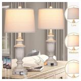 Cinkeda Farmhouse Table Lamps Set of 2 with USB Charging Port for Rustic Living Room Retro Bedroom,3-Way Dimmable Touch Lamp Resin Bedside Lamps for Nightstand Side End Table,Color 2 Cinkeda Farmhouse Table Lamps Set of 2 with USB Charging Port for Rustic Living Room Retro Bedroom,3-Way Dimmable Touch Lamp Resin Bedside Lamps for Nightstand Side End Table,Color 2