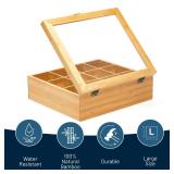 RoyalHouse Big Natural Bamboo Tea Storage Organizer with Clear Acrylic Top Window, 12 Compartments Eco-Friendly Tea Bag Holder, Multi-Functional Storage Box RoyalHouse Big Natural Bamboo Tea Storage Organizer with Clear Acrylic Top Window, 12 Compartments Eco-Friendly Tea Bag Holder, Multi-Functional Storage Box
