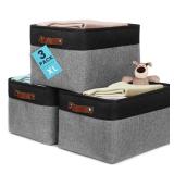OrganiHaus Extra Large Fabric Storage Baskets for Shelves 3 Pack, 16x13in Closet Storage Bins for Shelves, Canvas Baskets for Organizing, Linen Closet Organizers, Cloth Basket, Gray/Black OrganiHaus Extra Large Fabric Storage Baskets for Shelves 3 Pack, 16x13in Closet Storage Bins for Shelves, Canvas Baskets for Organizing, Linen Closet Organizers, Cloth Basket, Gray/Black